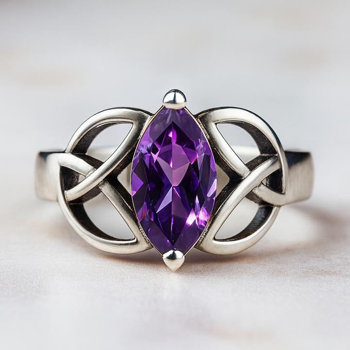 Anillo de Amatista de África y Plata 925 - Celtic