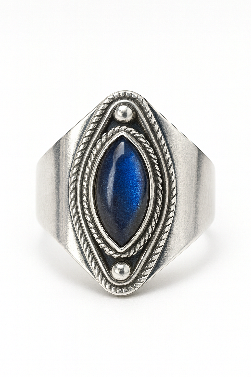 Anillo de Labradorita azul de Madagascar Plata 925