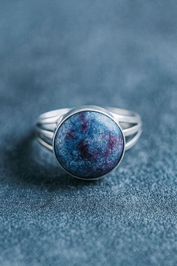 Anillo rubí en cianita plata 925