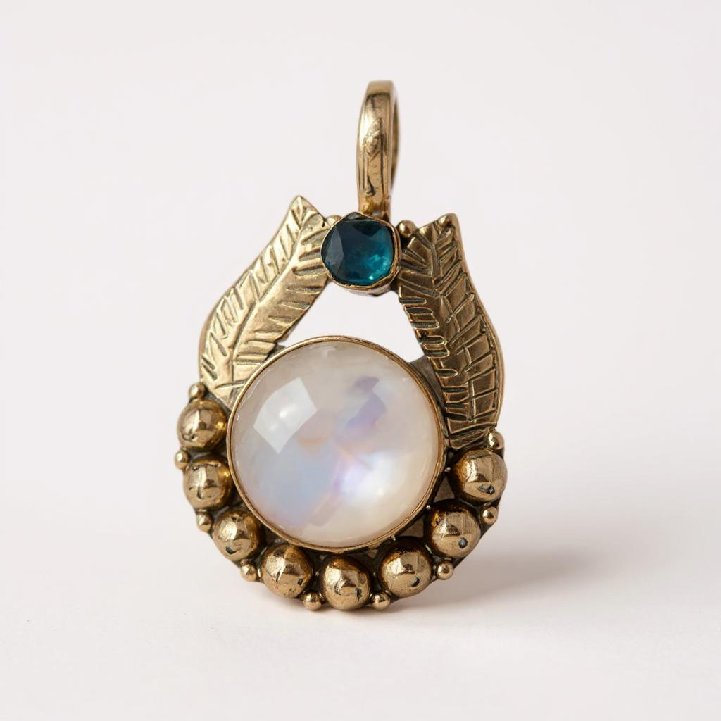 Colgante Piedra Luna Y Apatita Azul Neón Plata 925 - Joyas Velardi