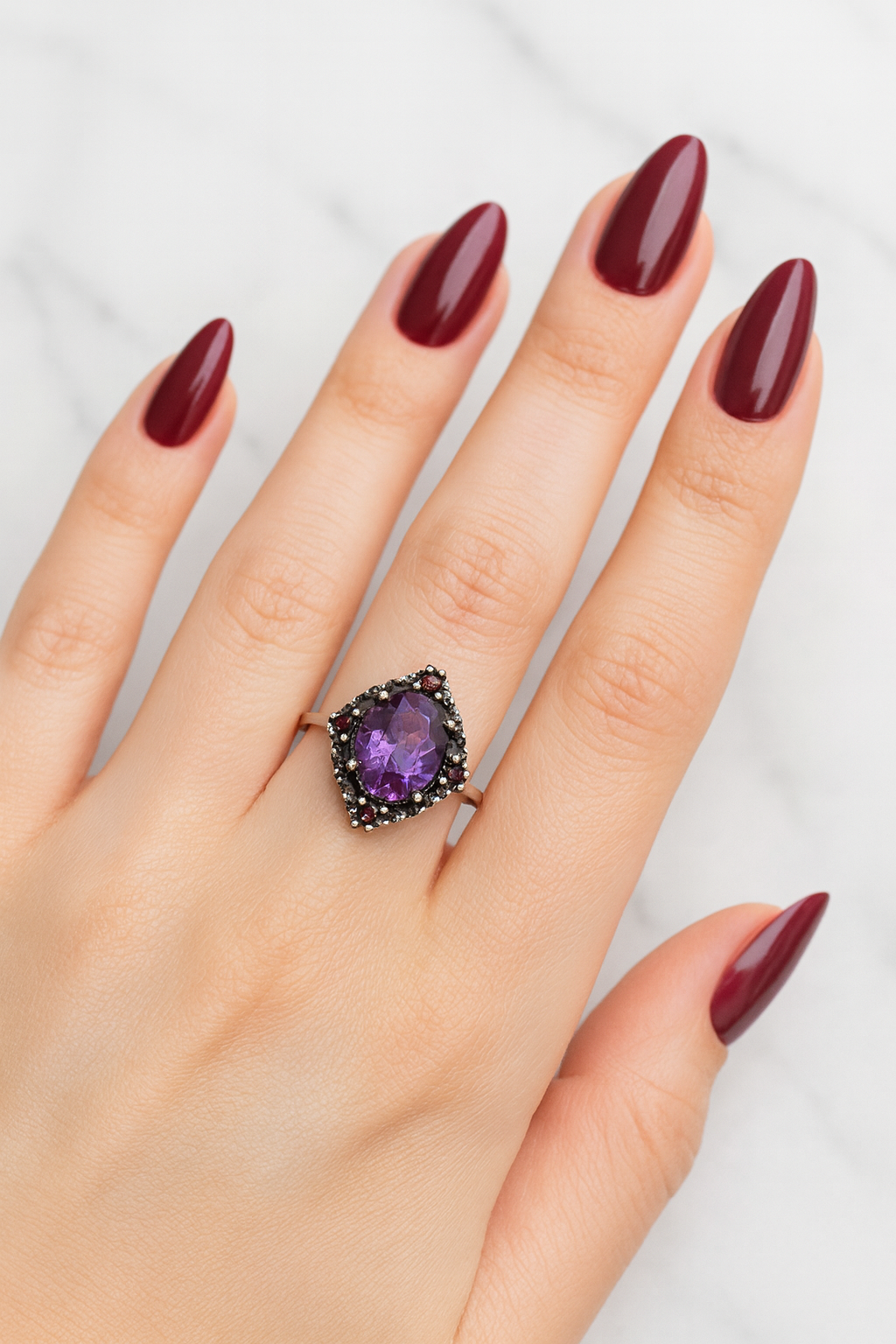 joyas de plata anillo con amatista 