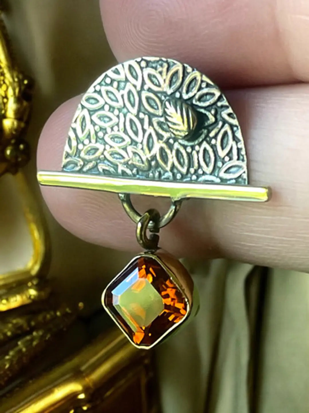 Aros De Zafiro Padparadsha En Plata Con Oro - Joyas Velardi