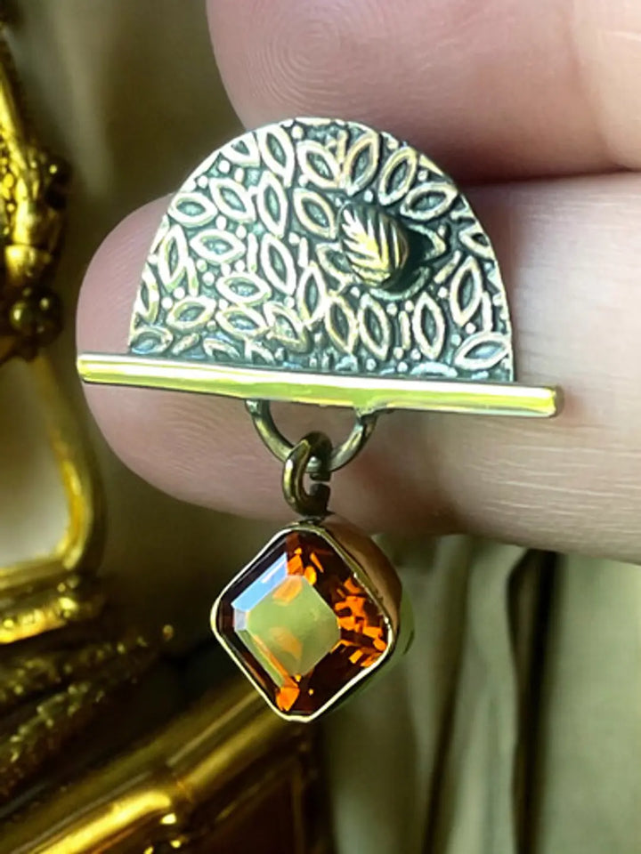 Aros De Zafiro Padparadsha En Plata Con Oro - Joyas Velardi