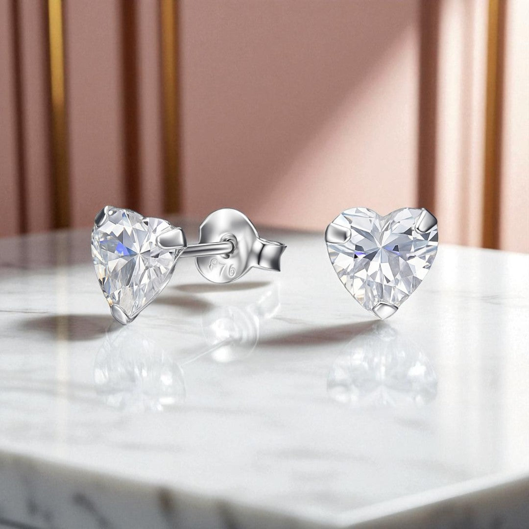 Aros Punto de Luz Corazon Circonio Plata 925