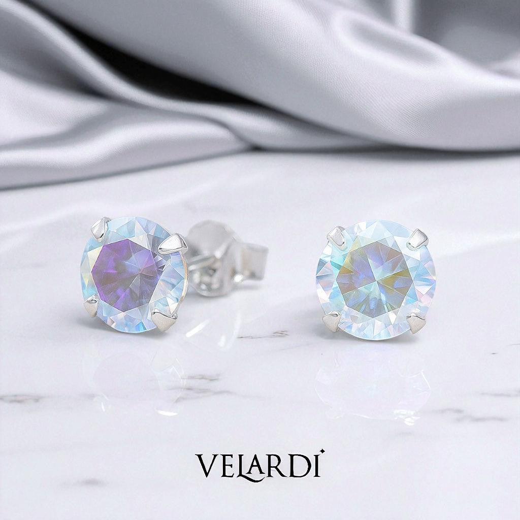 Aros punto de luz cristal aurora boreal Plata 925 - Elaris