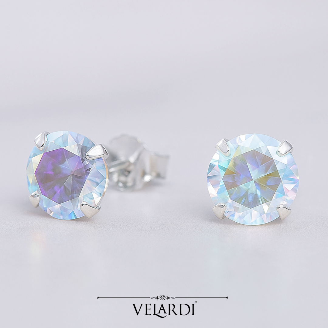 Aros punto de luz cristal aurora boreal Plata 925 - Elaris