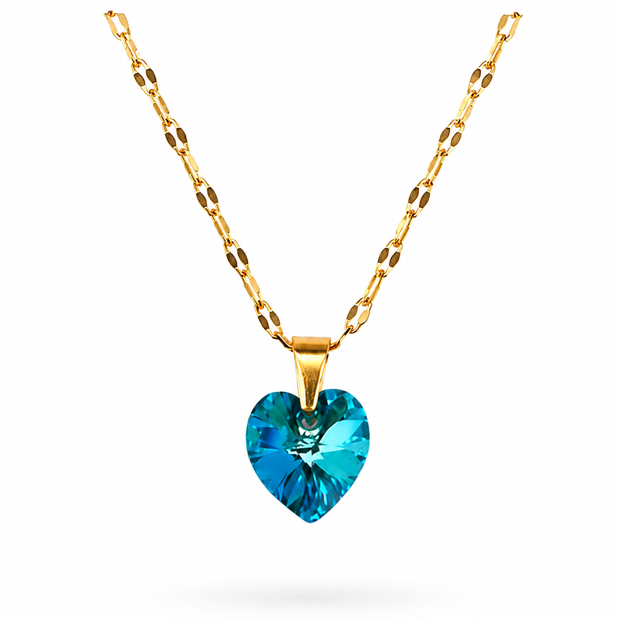 Collar de Cristal Titanic Azul enchapado en oro 18K