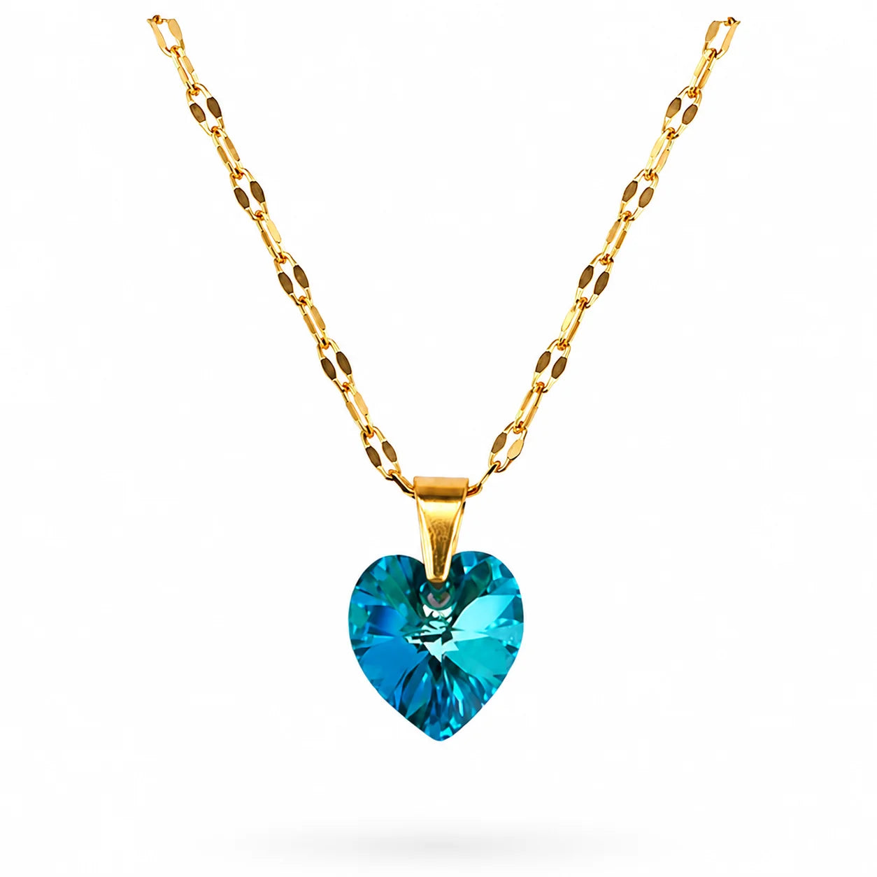 Collar corazon cristal 10mm austriaco enchapado en oro 18k