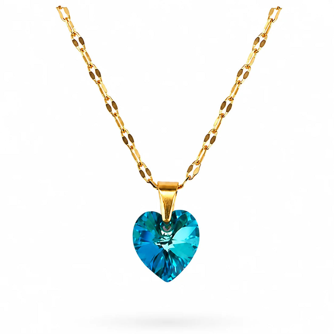 Collar corazon cristal 10mm austriaco enchapado en oro 18k