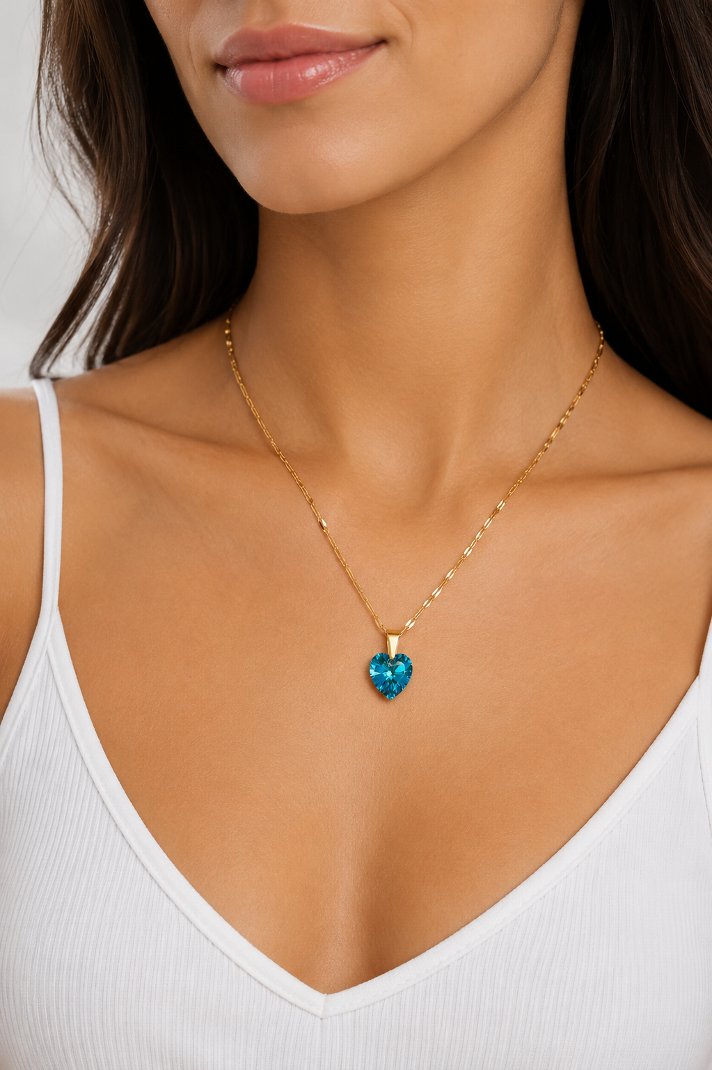 Collar de Cristal Titanic Azul enchapado en oro 18K