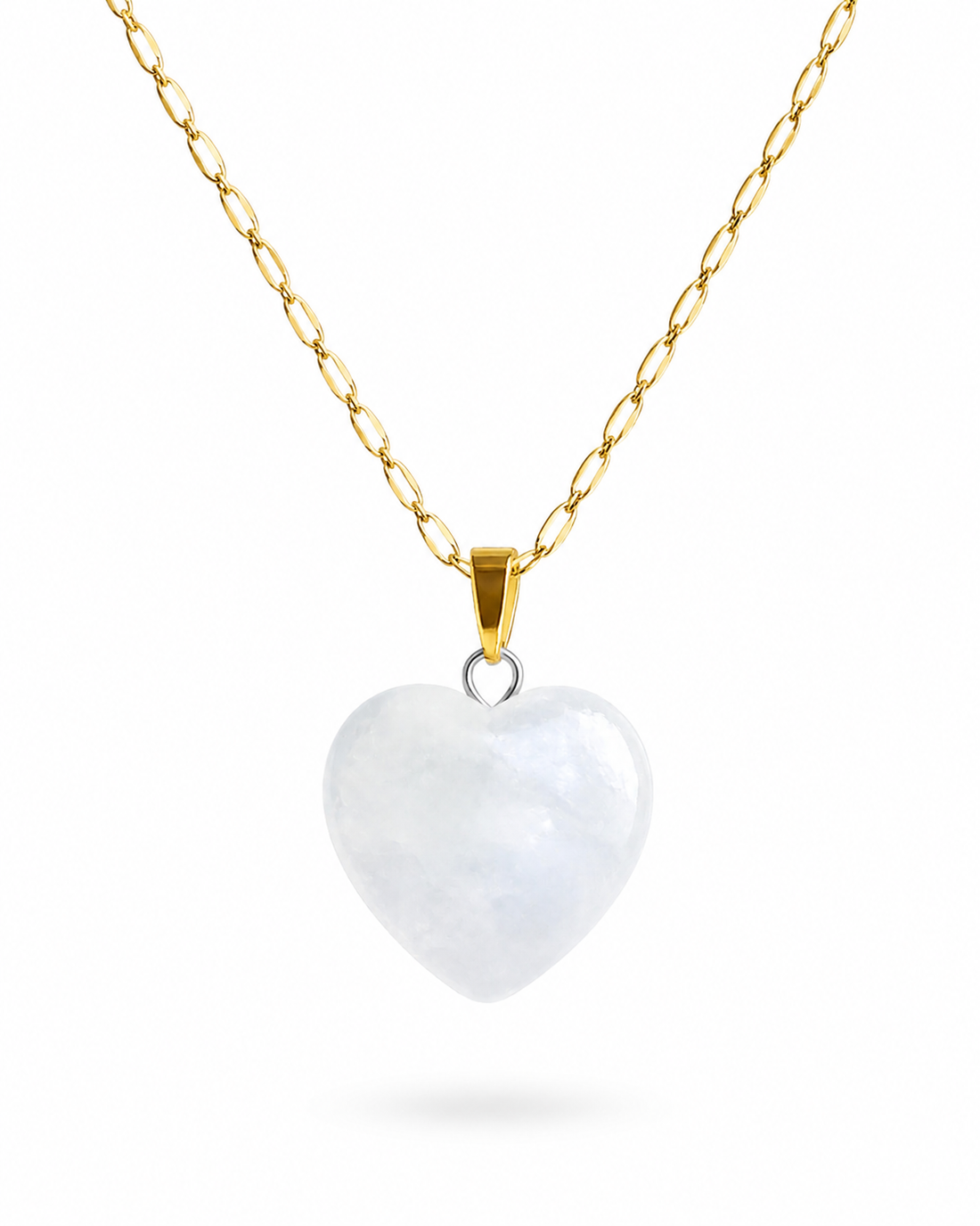 Collar corazon Cuarzo Blanco enchapado en oro 18K
