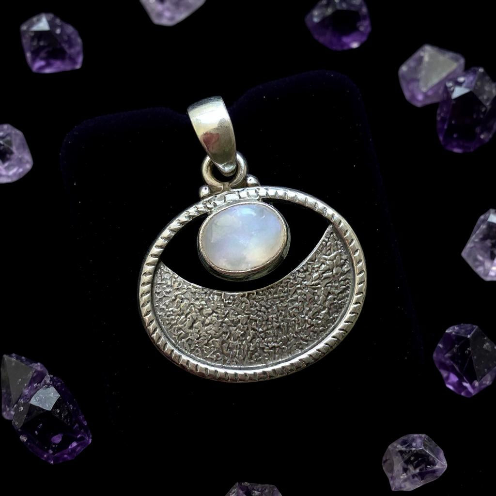Colgante Piedra Luna Arcoiris de la India - Joyas Velardi