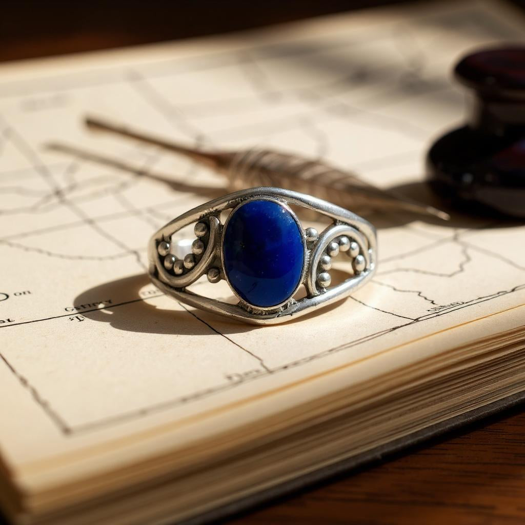 Anillo de plata 925 con Lapislázuli de Afganistán – Zahra - Joyas Velardi