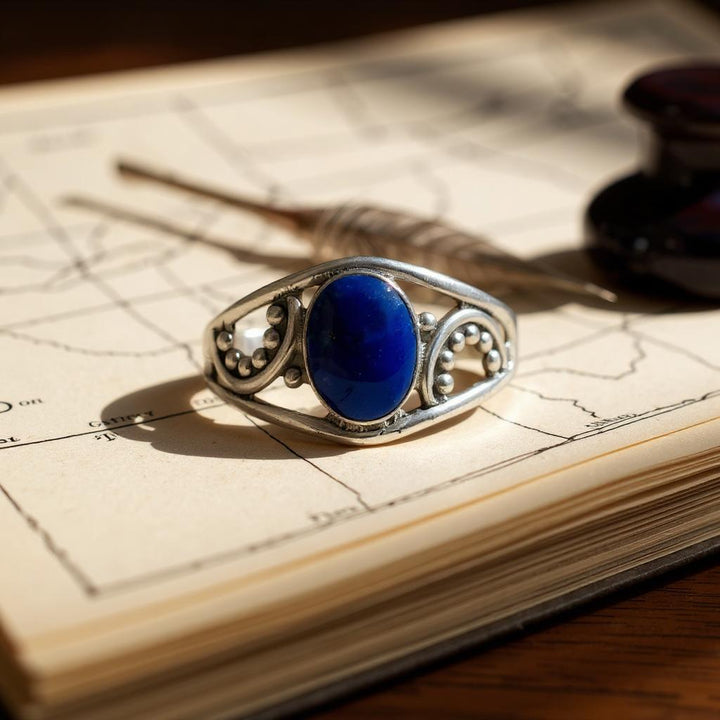 Anillo de plata 925 con Lapislázuli de Afganistán – Zahra
