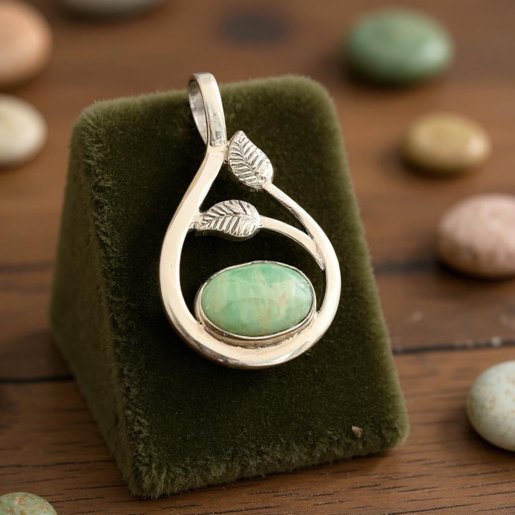 Colgante de Variscita Australiana Plata 925 - Joyas Velardi