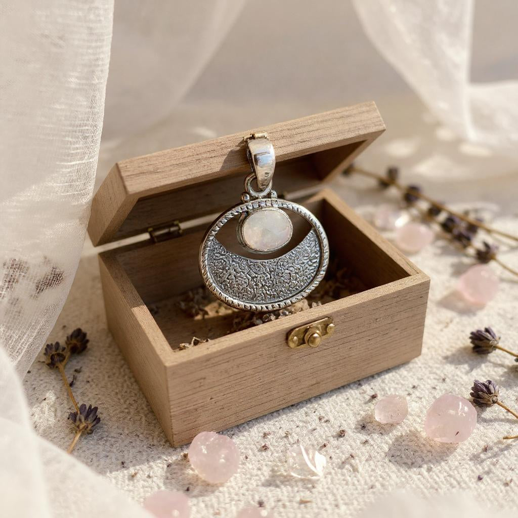 Colgante Piedra Luna Arcoiris de la India - Joyas Velardi