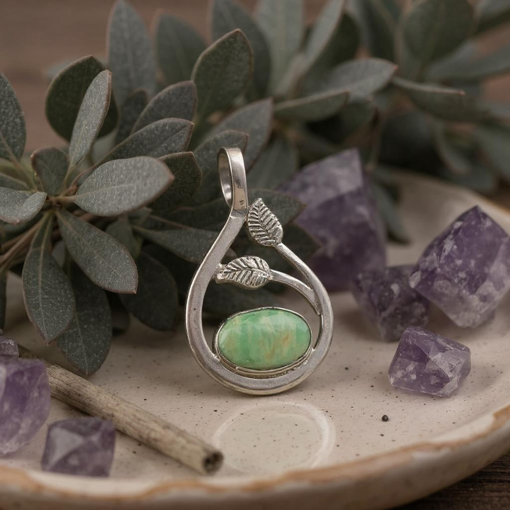 Colgante de Variscita Australiana Plata 925 - Joyas Velardi