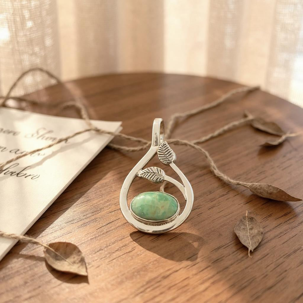 Colgante de Variscita Australiana Plata 925 - Joyas Velardi