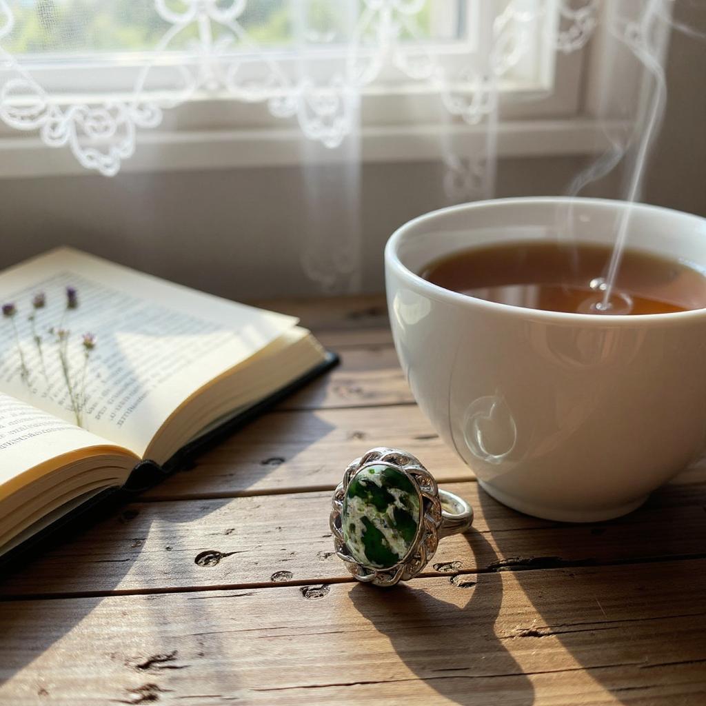 Anillo “Thalassa” – Calcedonia Cromo del Zambeze en Plata 925 - Joyas Velardi