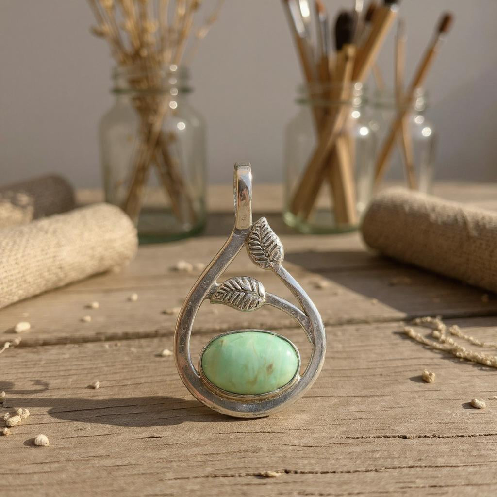 Colgante de Variscita Australiana Plata 925 - Joyas Velardi