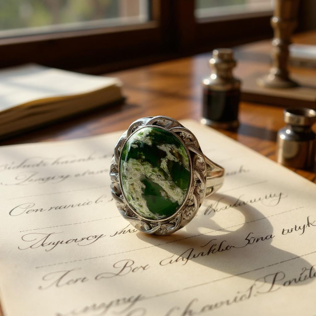 Anillo “Thalassa” – Calcedonia Cromo del Zambeze en Plata 925 - Joyas Velardi