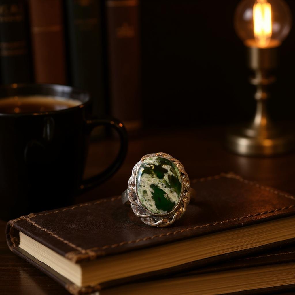 Anillo “Thalassa” – Calcedonia Cromo del Zambeze en Plata 925 - Joyas Velardi