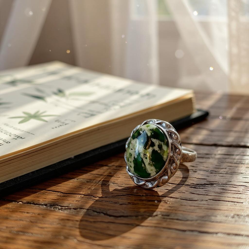 Anillo “Thalassa” – Calcedonia Cromo del Zambeze en Plata 925 - Joyas Velardi