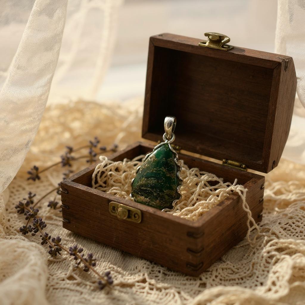 Colgante de Fucsita Verde en Plata 925 - Joyas Velardi