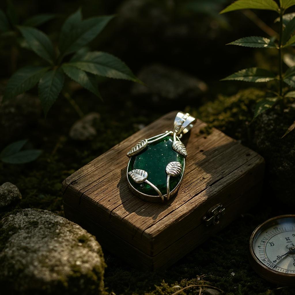 Colgante de Aventurina Verde Nature Plata 925 - Joyas Velardi
