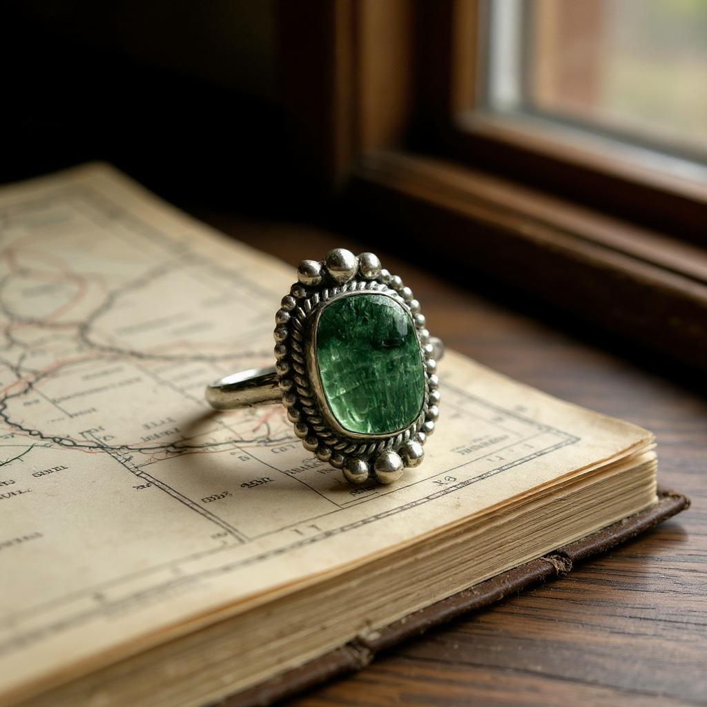 Elariel — Anillo de Serafinita de Rusia en Plata 925 - Joyas Velardi