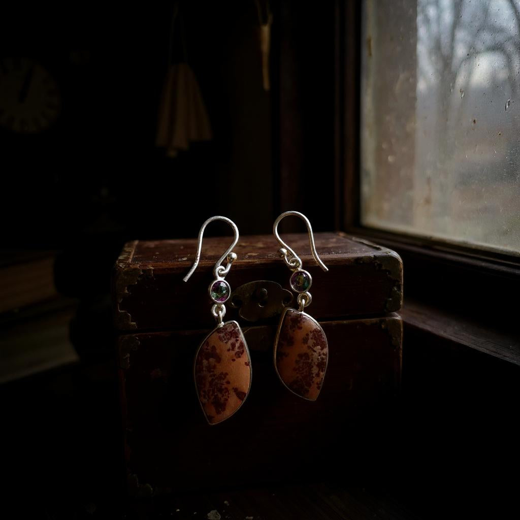 Aros Gaia – Jaspe Coffee Bean y Topacios Místicos en Plata 925 - Joyas Velardi