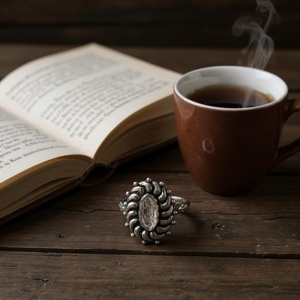 Nyra Herkimer – Anillo de plata 925 con diamante Herkimer - Joyas Velardi