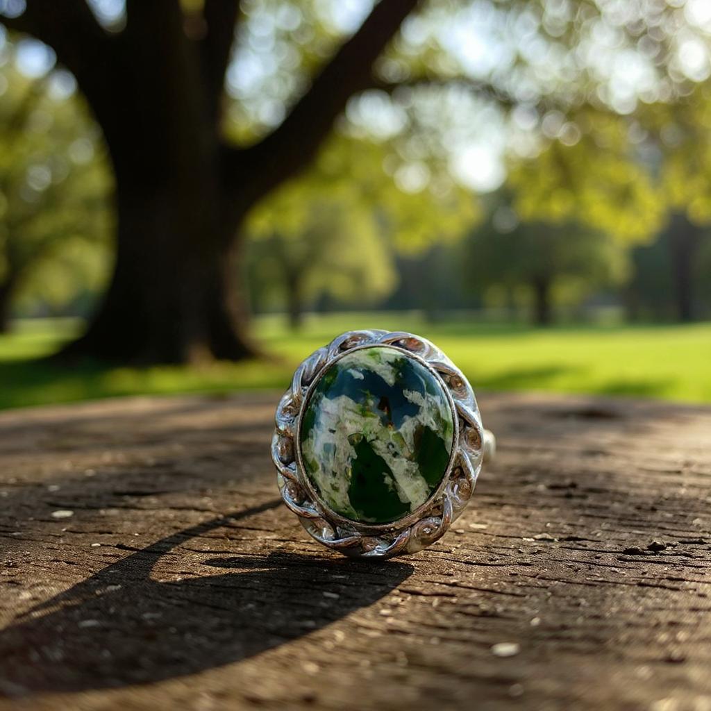 Anillo “Thalassa” – Calcedonia Cromo del Zambeze en Plata 925 - Joyas Velardi