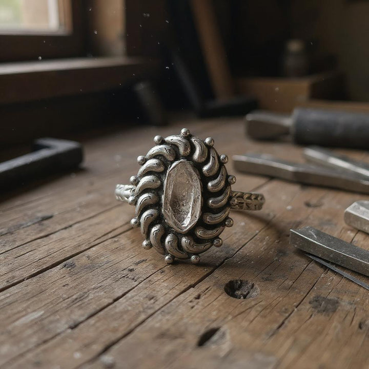 Nyra Herkimer – Anillo de plata 925 con diamante Herkimer