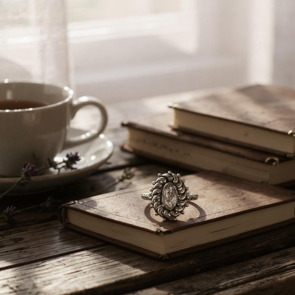 Nyra Herkimer – Anillo de plata 925 con diamante Herkimer - Joyas Velardi