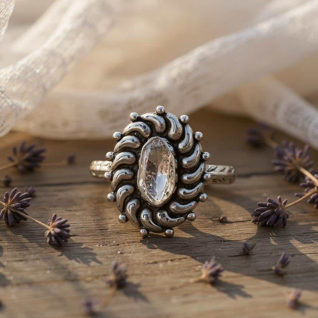 Nyra Herkimer – Anillo de plata 925 con diamante Herkimer - Joyas Velardi