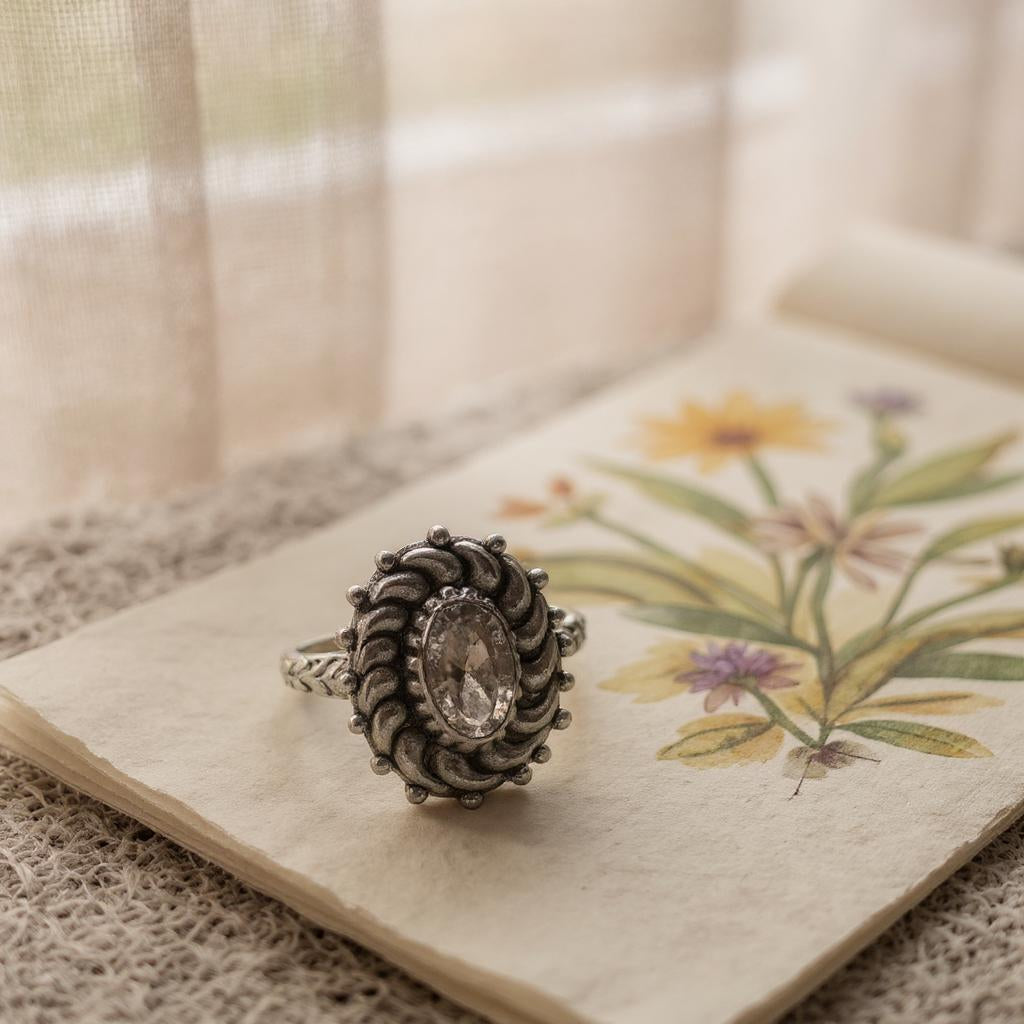 Nyra Herkimer – Anillo de plata 925 con diamante Herkimer - Joyas Velardi