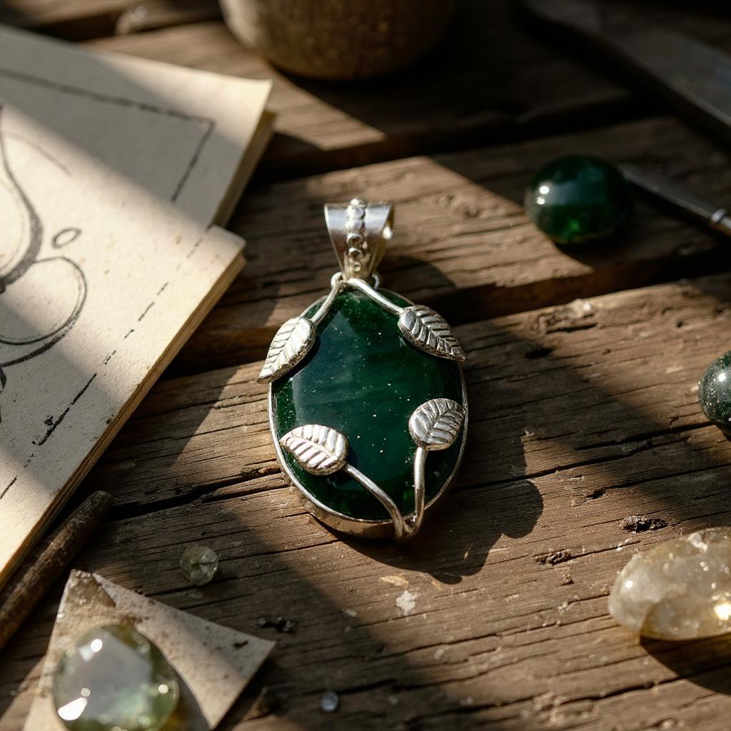 Colgante de Aventurina Verde Nature Plata 925 - Joyas Velardi