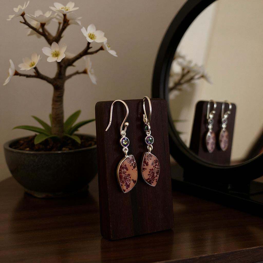 Aros Gaia – Jaspe Coffee Bean y Topacios Místicos en Plata 925 - Joyas Velardi