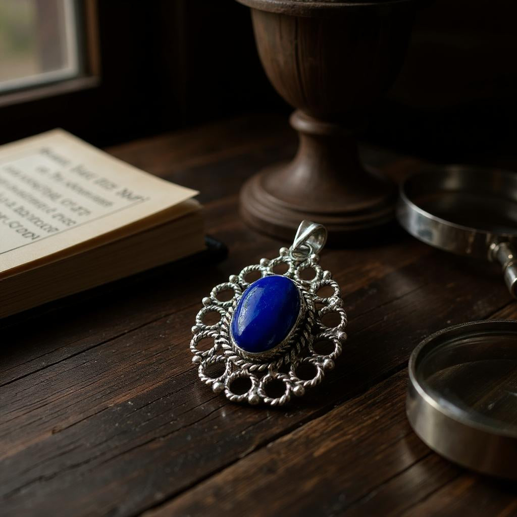 Colgante medallon de Lapislazuli de Afganistan - Joyas Velardi