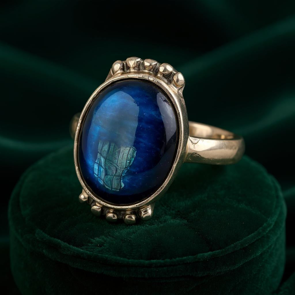 Anillo Labradorita Azul De Madagascar Plata 925 - Joyas Velardi