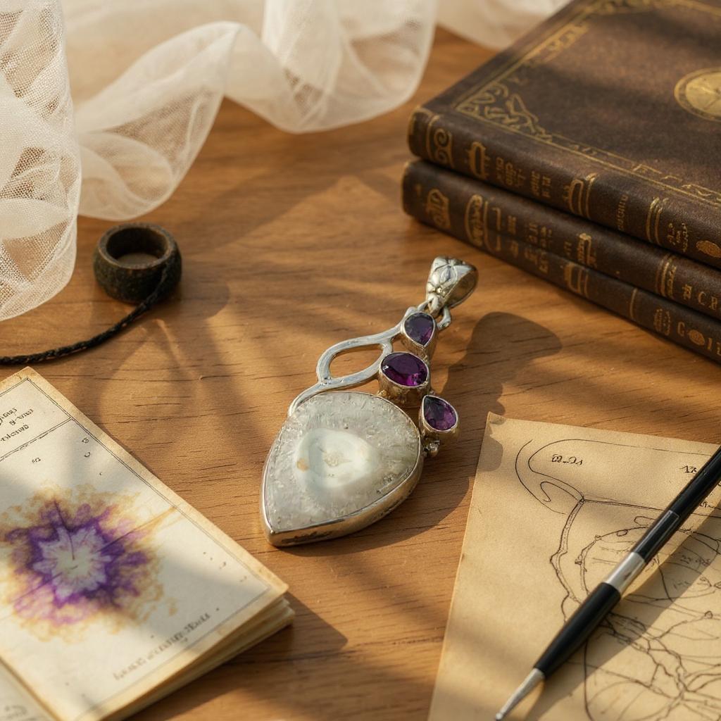 Colgante de Ojo de Cuarzo Solar y Amatista de Africa - Joyas Velardi