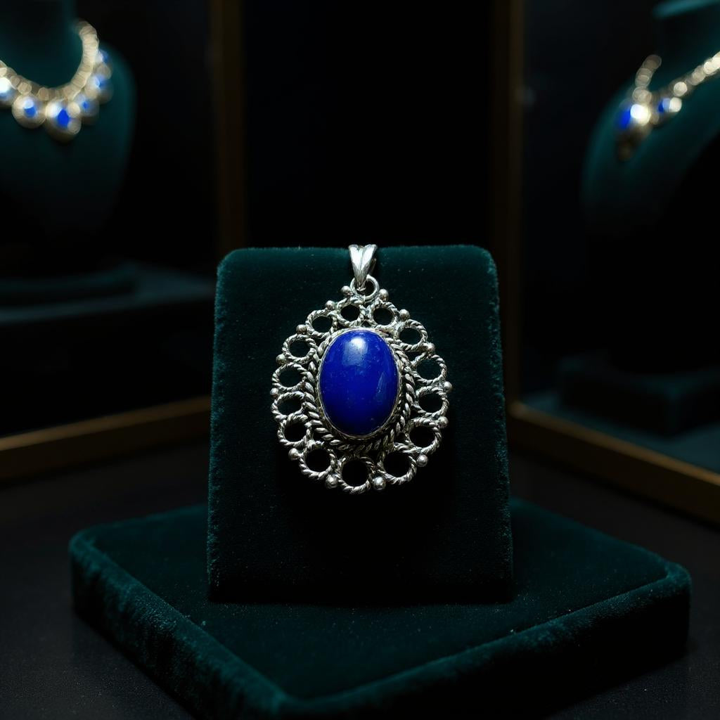Colgante medallon de Lapislazuli de Afganistan - Joyas Velardi