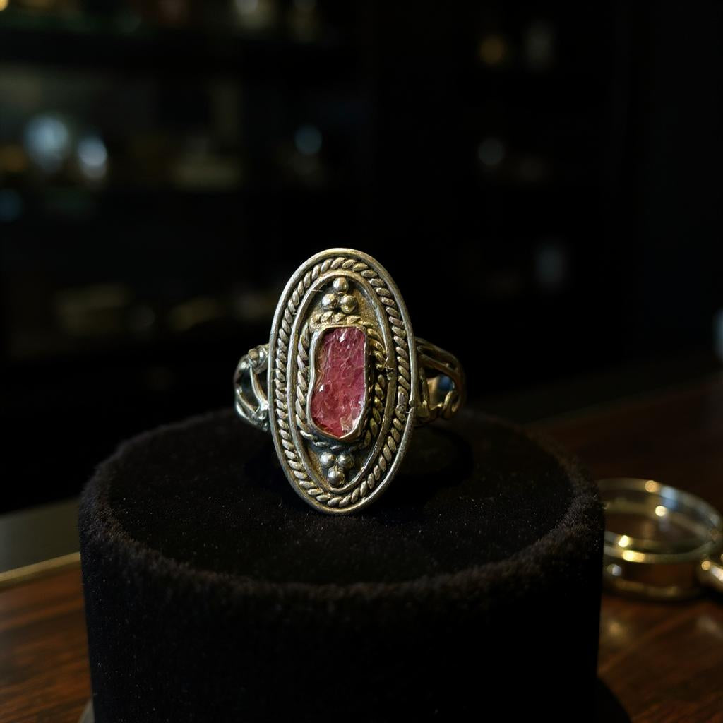 Anillo de Plata 925 con Turmalina Rosa de Bali — Sarasvati - Joyas Velardi