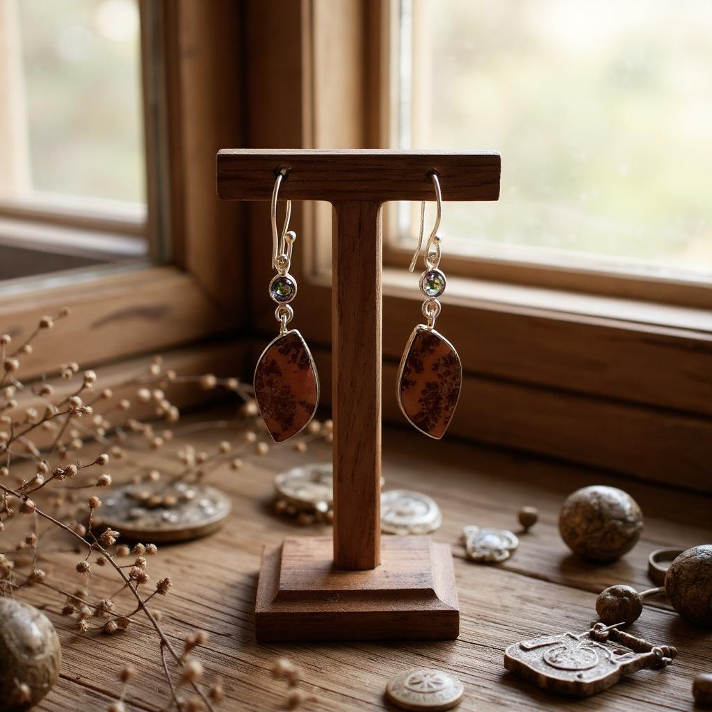 Aros Gaia – Jaspe Coffee Bean y Topacios Místicos en Plata 925 - Joyas Velardi