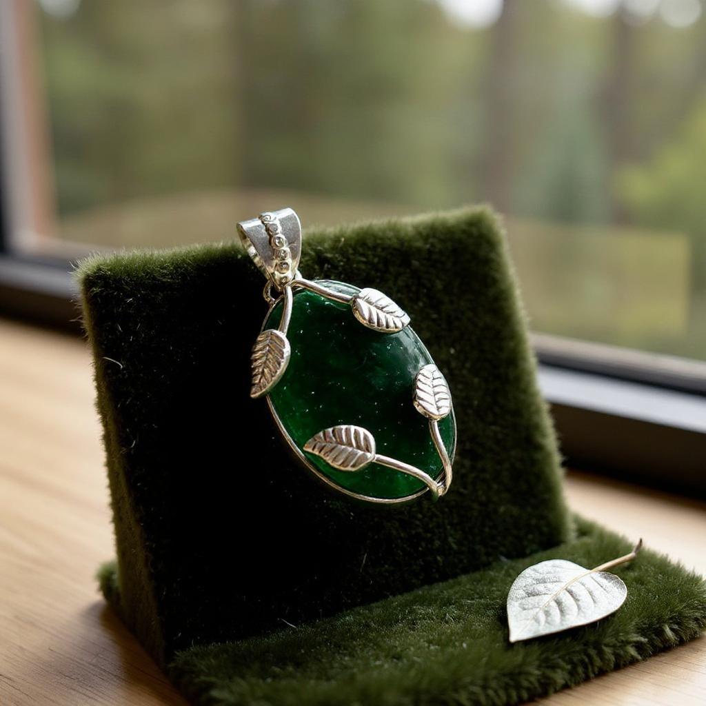 Colgante de Aventurina Verde Nature Plata 925 - Joyas Velardi