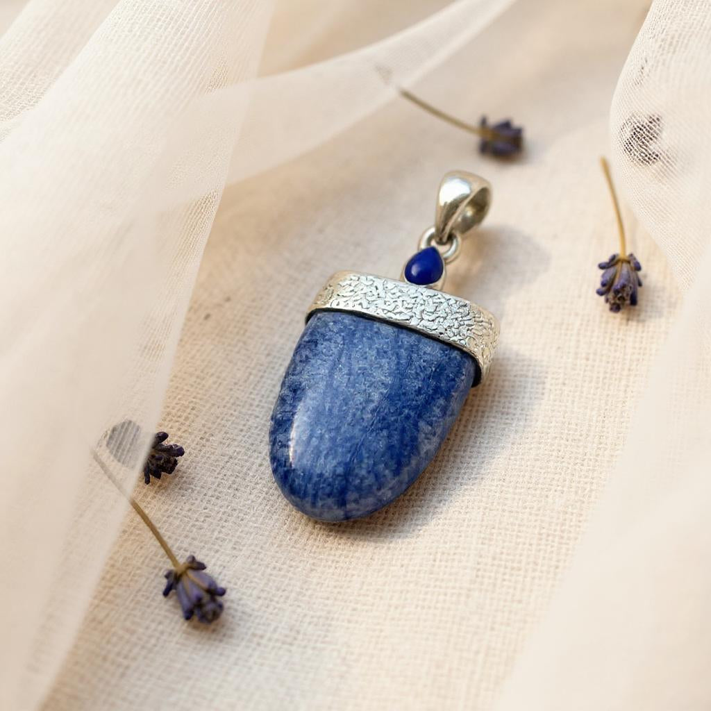 Colgante de Dumortierita Y Lapislazuli de Afganistan - Joyas Velardi