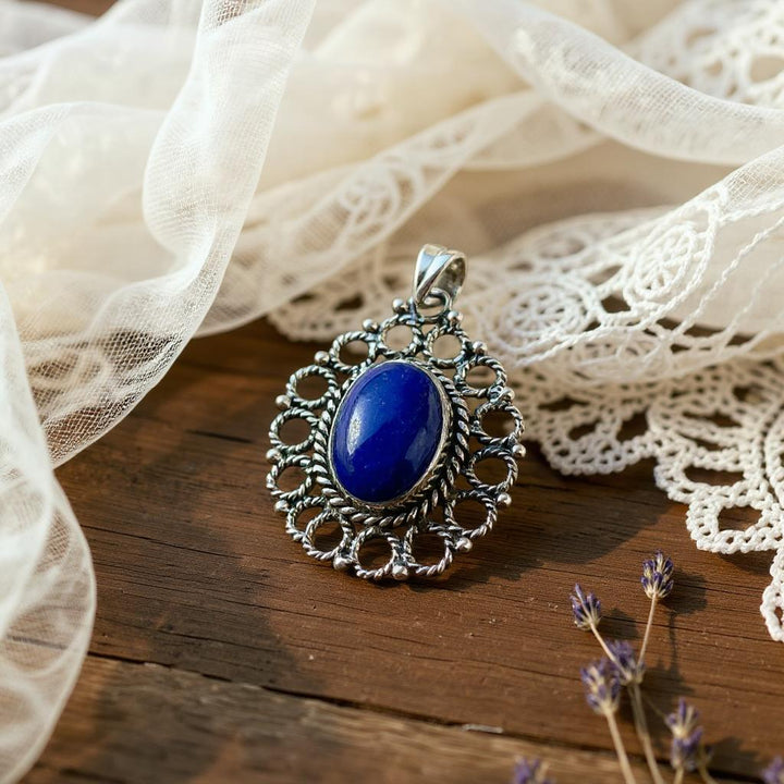 Colgante medallon de Lapislazuli de Afganistan - Joyas Velardi