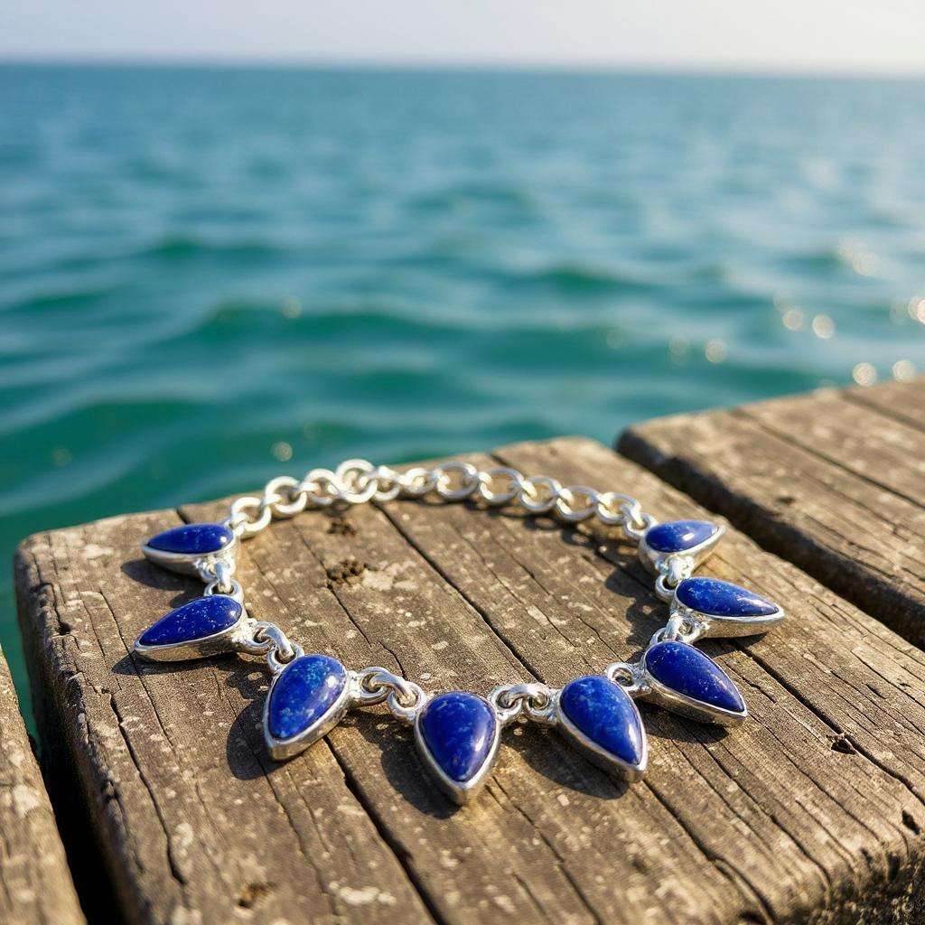 Pulsera de Lapislazuli de Afganistan Plata 925 - Joyas Velardi