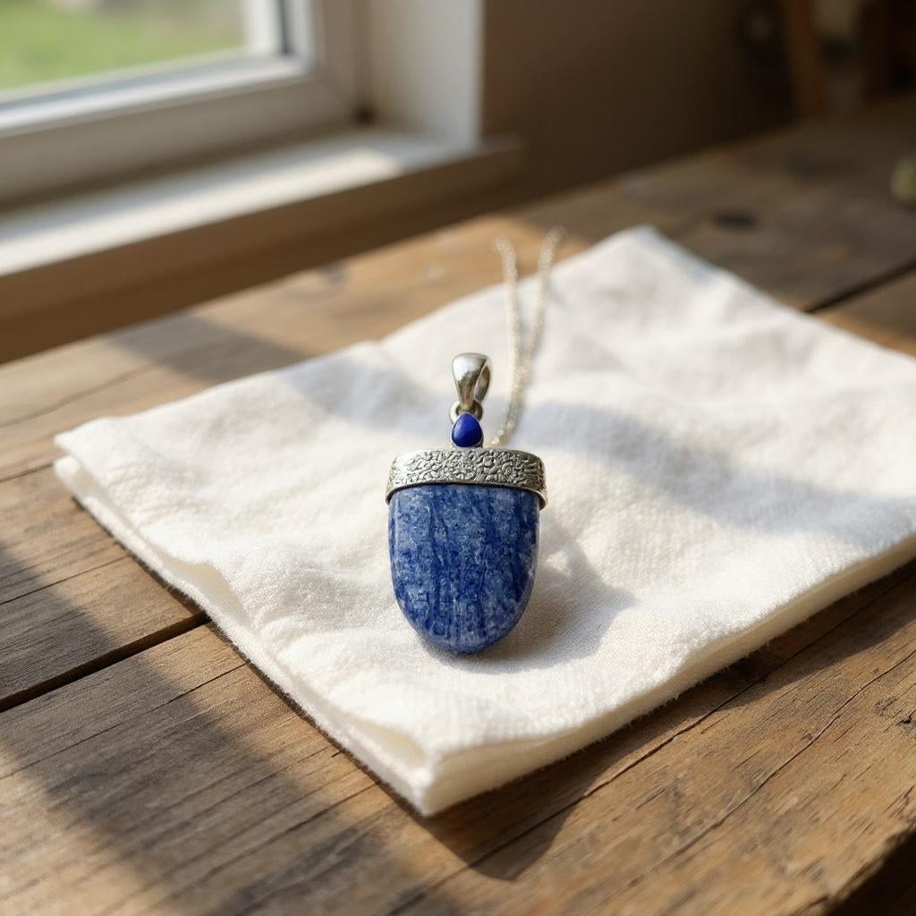 Colgante de Dumortierita Y Lapislazuli de Afganistan - Joyas Velardi